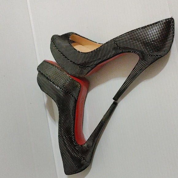 Christian Louboutin Two Tone Suede Peep Toe Pumps Size EU 36,5 US 6,5 - Picture 9 of 11